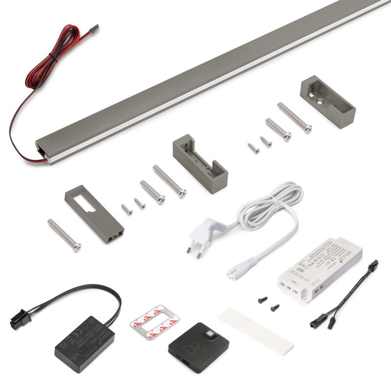 Kit barra per armadio Luxe, striscia LED 4,5x8 Neonlynx V, sensore di movimento RF Smart e convertitore Smart (24V DC), lu