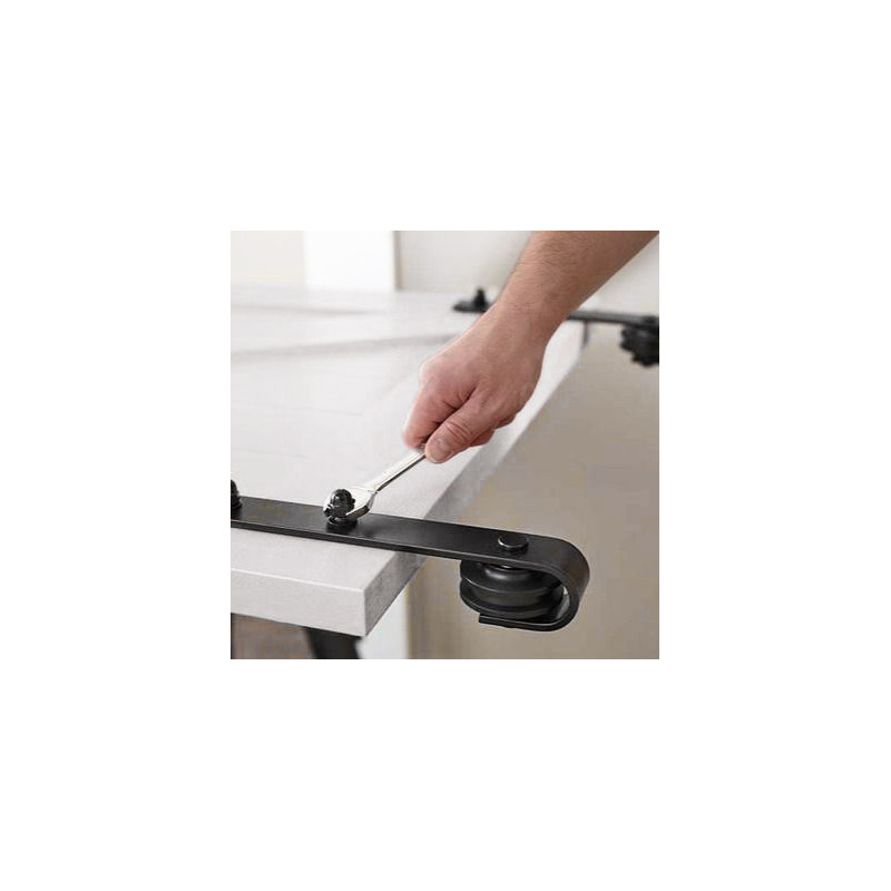 Kit di ferramentaper porta scorrevole appesa in legno Barn, con chiusura soft, pannelli non inclusi, Acciaio e Tecnoplasti
