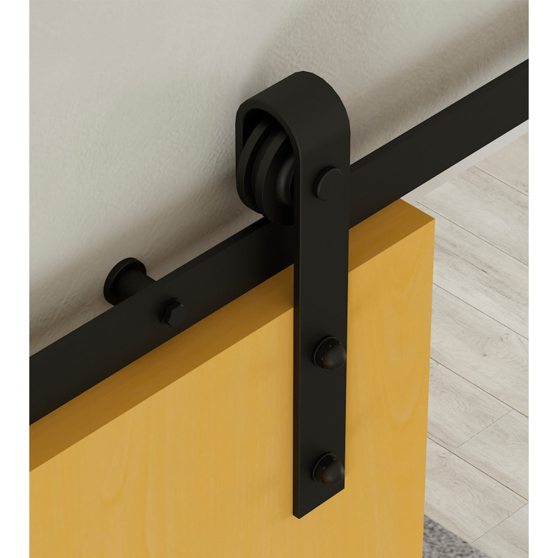 Kit di ferramentaper porta scorrevole appesa in legno Barn, con chiusura soft, pannelli non inclusi, Acciaio e Tecnoplasti