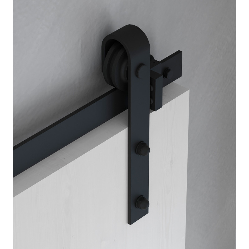 Kit di ferramentaper porta scorrevole appesa in legno Barn, con chiusura soft, pannelli non inclusi, Acciaio e Tecnoplasti
