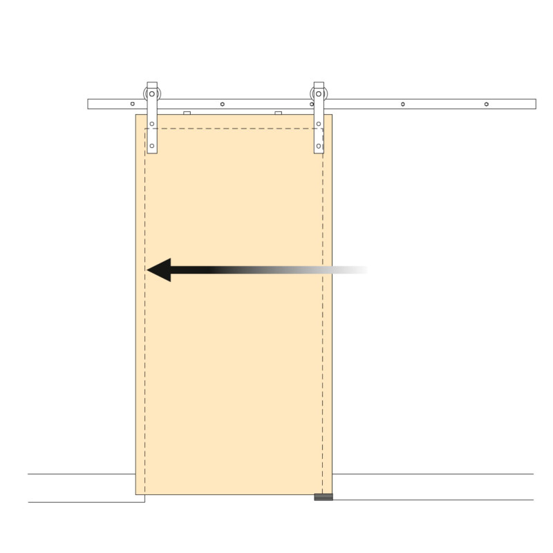 Kit di ferramentaper porta scorrevole appesa in legno Barn, con chiusura soft, pannelli non inclusi, Acciaio e Tecnoplasti