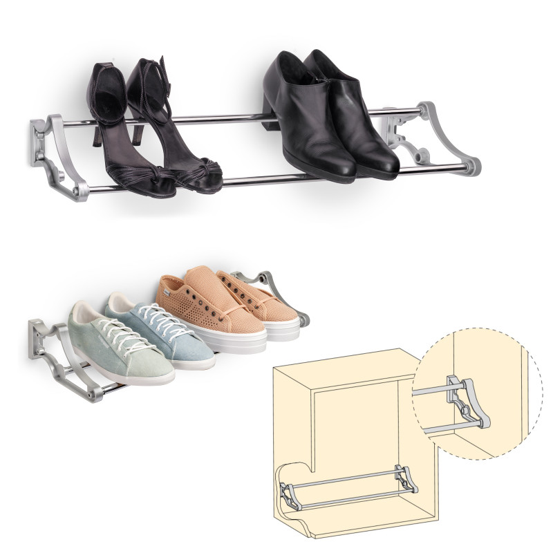 Kit di ferramenta per armadio 2 con porte scorrevoli e chiusura soft Flow con binari di superficie 2,35 m, pannelli non in