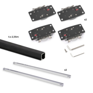 Zoom Sistema Flow 2 da superficie in kit per un armadio con 2 ante scorrevoli in legno supportate da chiusura ammortizzata
