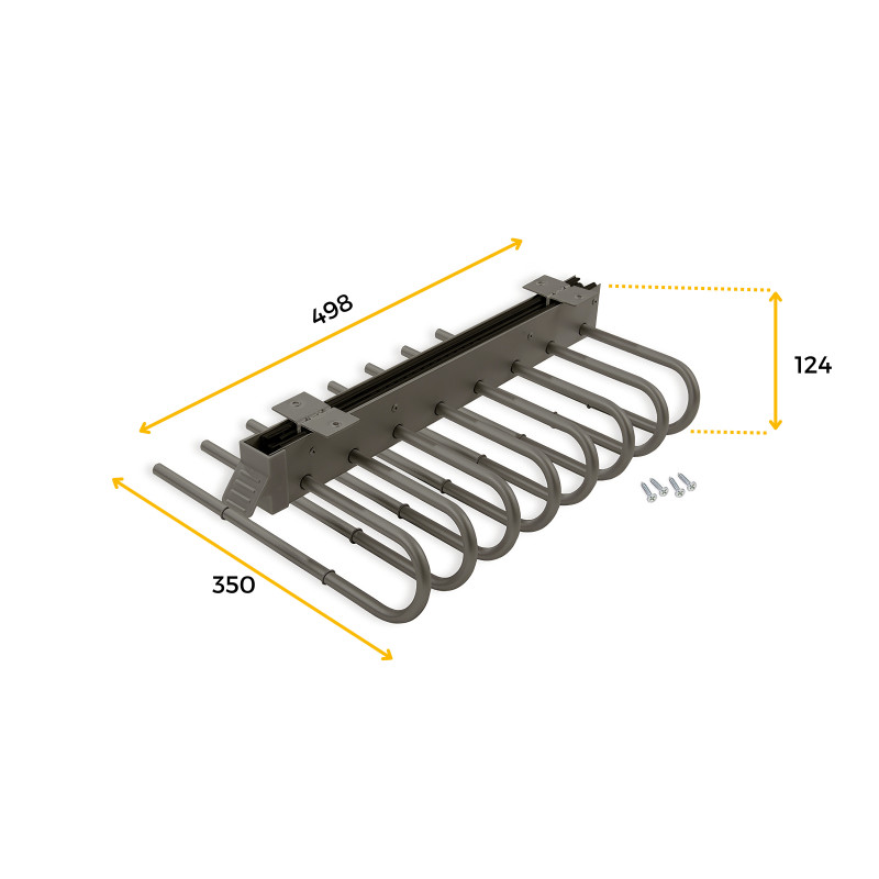 Cassetto portascarpe estraibile Moka, 564 - 594, Acciaio, Verniciato moka