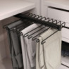 Portapantaloni estraibili, 11 aste, guide di estrazione totale, Acciaio, Verniciato grigio pietra
