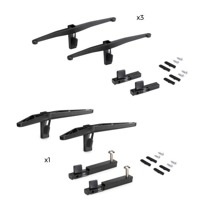 Kit di staffe per 4 ripiani in legno e 1 asta appendiabiti lunga 1 m Zero, Alluminio e Zama e Tecnoplastica, Verniciato gr