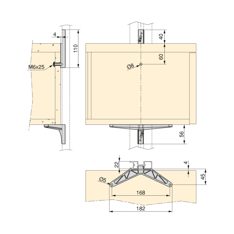 Kit di staffe per 4 ripiani in legno e 1 asta appendiabiti lunga 1 m Zero, Alluminio e Zama e Tecnoplastica, Verniciato gr