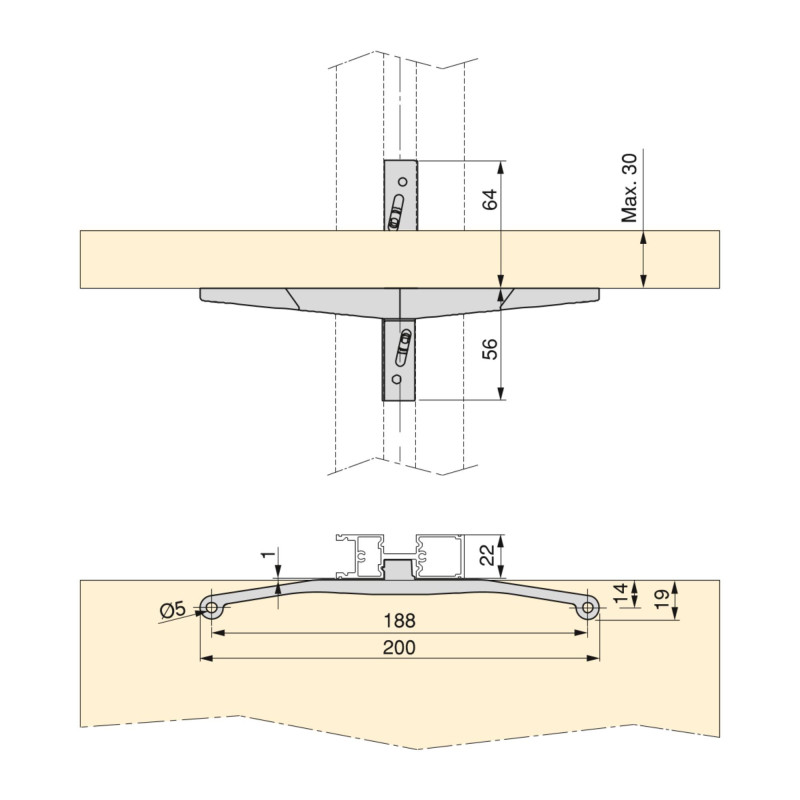 Kit di staffe per 4 ripiani in legno e 1 asta appendiabiti lunga 1 m Zero, Alluminio e Zama e Tecnoplastica, Verniciato ne