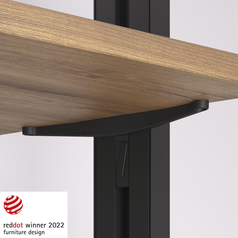 Kit di staffe per 1 ripiano in legno, 1 modulo e 1 asta di sospensione lunghezza 1m Zero, Zama, colore Grigio pietra verni