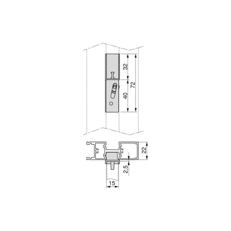 Kit di staffe per 1 ripiano in legno, 1 modulo e 1 asta di sospensione lunghezza 1m Zero, Zama, colore Grigio pietra verni