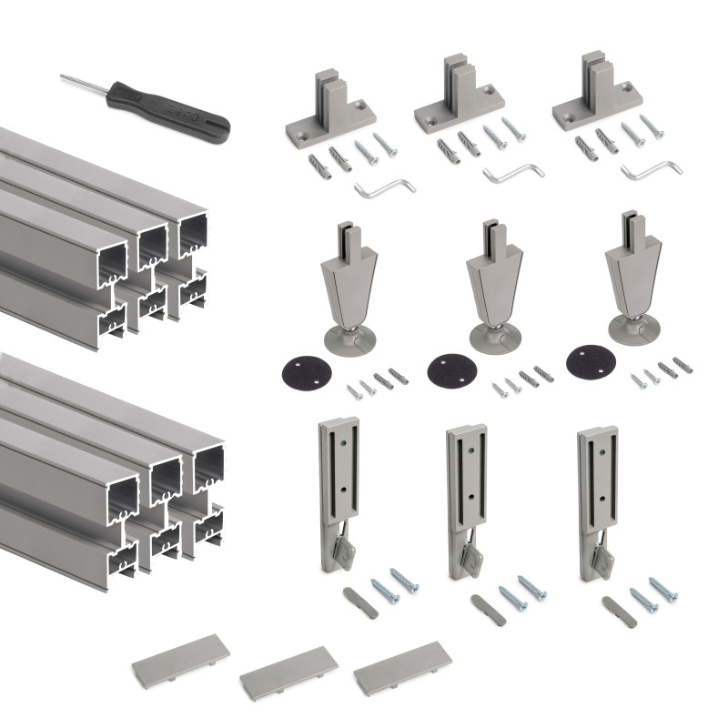 Kit di 3 mensole con staffe e supporti a parete Jagmet, lunghezza 280 mm, Acciaio, Verniciato bianco