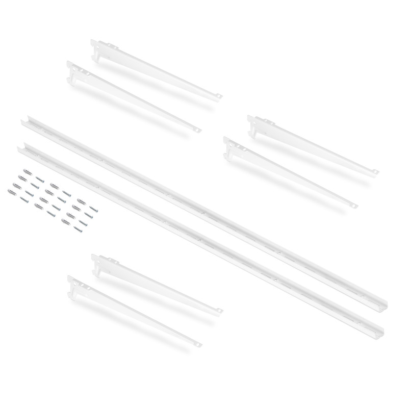 Kit di 3 mensole con staffe e supporti a parete Jagmet, lunghezza 380 mm, Acciaio, Verniciato bianco