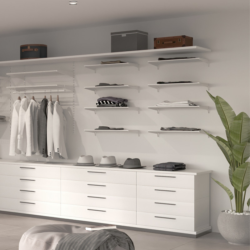 Kit di porta scarpe in metallo e telaio scorrevole a chiusura ammortizzata per armadio, regolabile, modulo 600 mm, Grigio