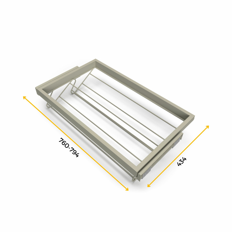 Kit di porta scarpe in metallo e telaio con guide a chiusura ammortizzata per armadio, regolabile, modulo 800 mm, Nero tes
