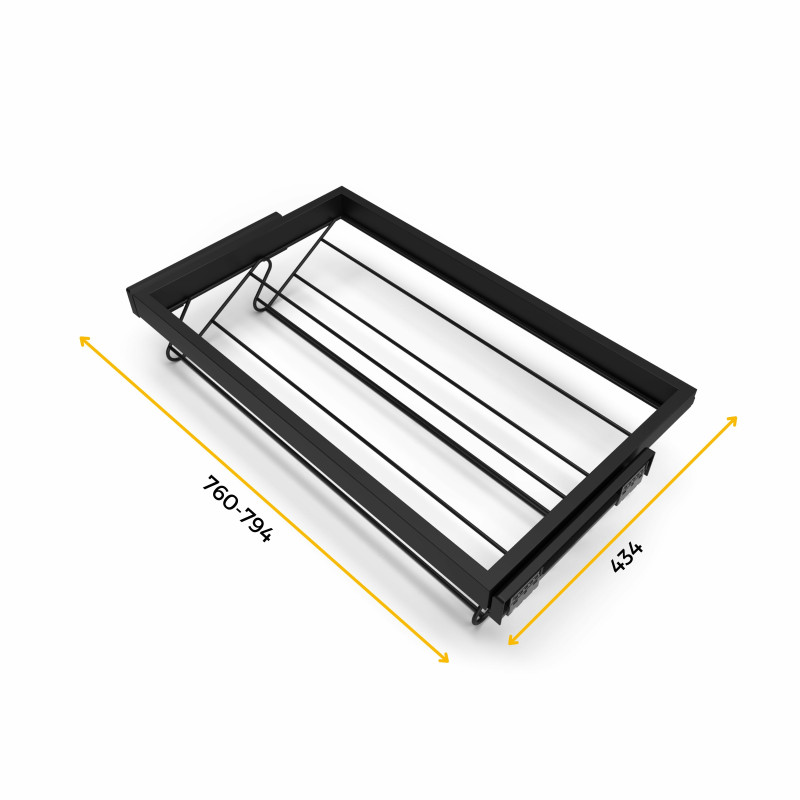 Kit di porta scarpe in metallo e telaio con guide a chiusura ammortizzata per armadio, regolabile, modulo 900 mm, Grigio p