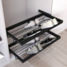 Kit di cestello in filo e telaio a scorrimento con chiusura ammortizzata per armadio, regolabile, modulo 600 mm, Grigio pi