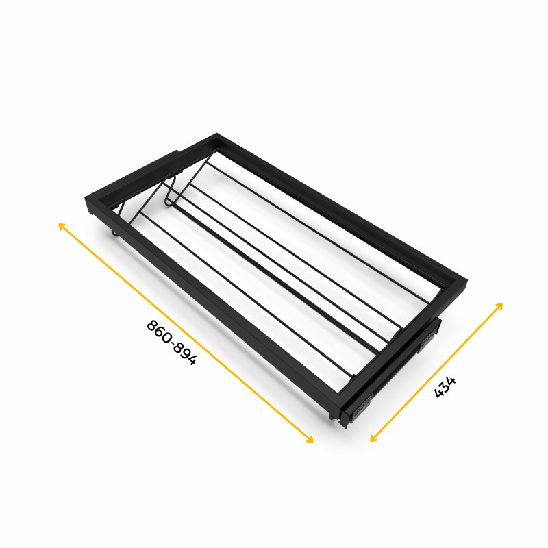 Kit di cestello in filo e telaio a scorrimento con chiusura ammortizzata per armadio, regolabile, modulo 600 mm, Grigio pi