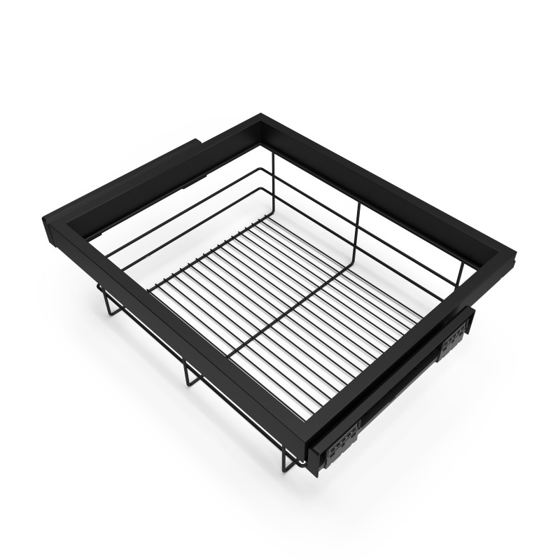 Kit di cestello in filo e telaio a scorrimento con chiusura ammortizzata per armadio, regolabile, modulo 800 mm, Grigio pi