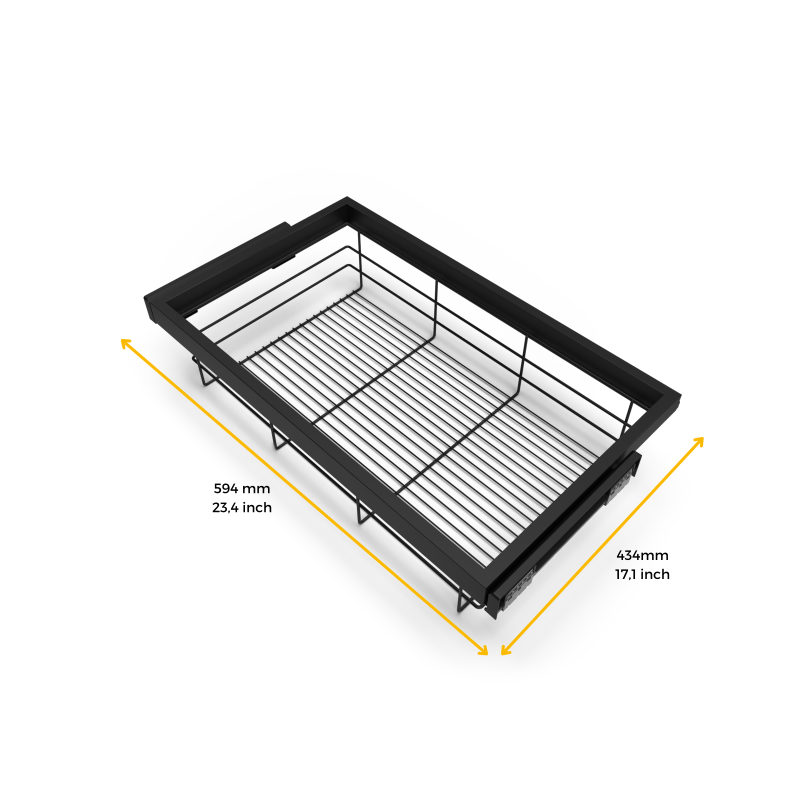 Kit di cestello in filo e telaio a scorrimento con chiusura ammortizzata per armadio, regolabile, modulo 800 mm, Grigio pi