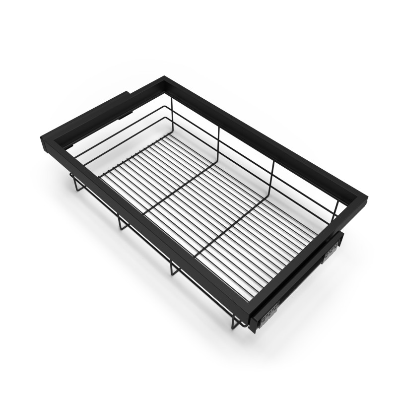 Kit di cestello in filo e telaio a scorrimento con chiusura ammortizzata per armadio, regolabile, modulo 900 mm, Grigio pi