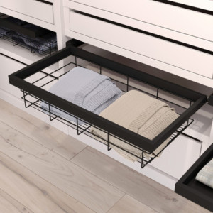 Zoom Kit di cestello in filo e telaio a scorrimento con chiusura ammortizzata per armadio, regolabile, modulo 900 mm, Grigio pi