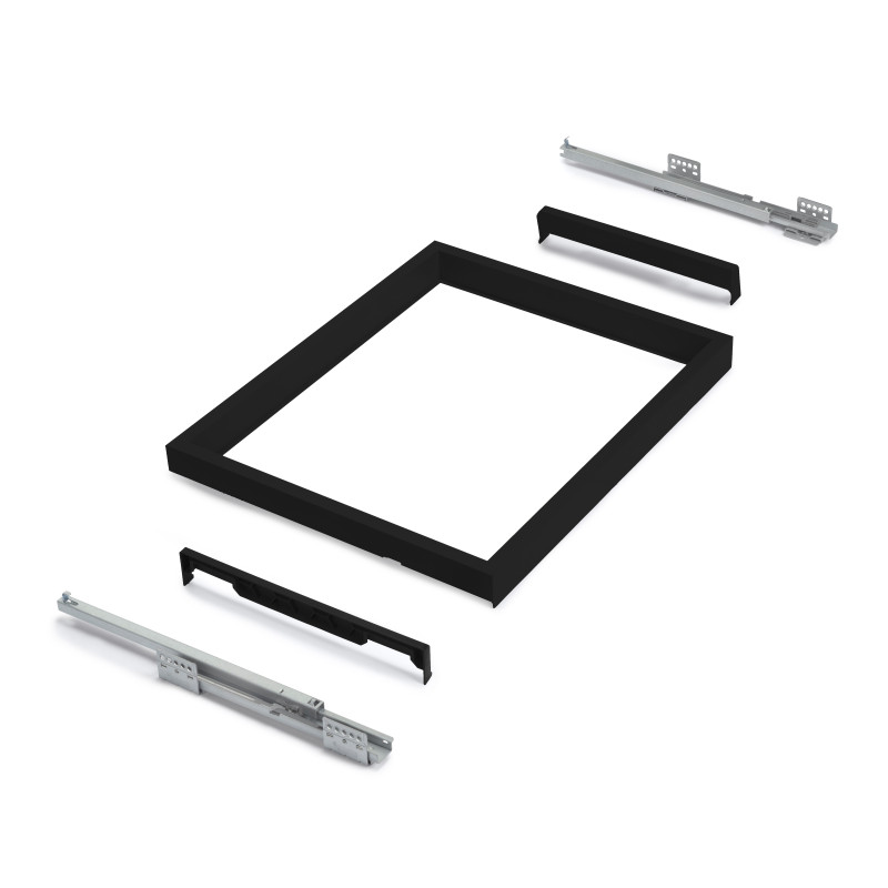 Kit di cassetto organizzatore e telaio a scorrimento con chiusura ammortizzata per armadio, regolabile, modulo 600 mm, Gri