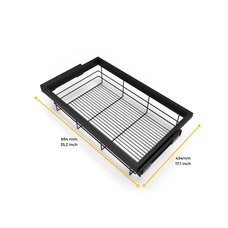 Kit di cassetto organizzatore e telaio a scorrimento con chiusura ammortizzata per armadio, regolabile, modulo 600 mm, Gri