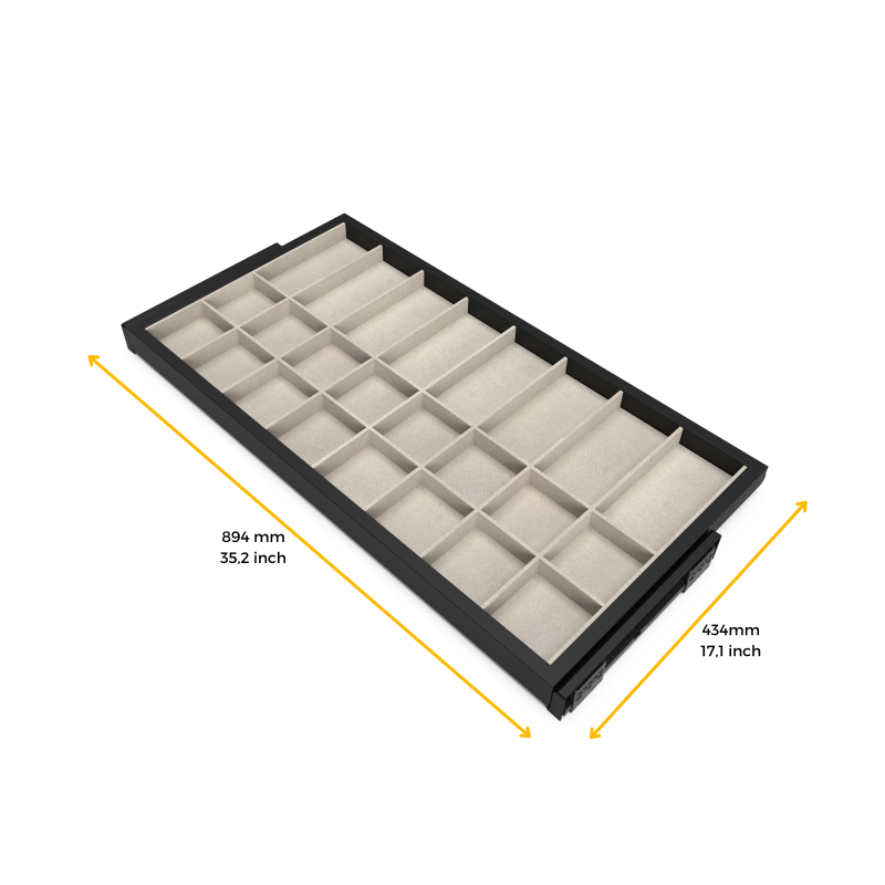 Kit di vassoio metallico e telaio a scorrimento con chiusura ammortizzata per armadio, regolabile, modulo 600 mm, Grigio p