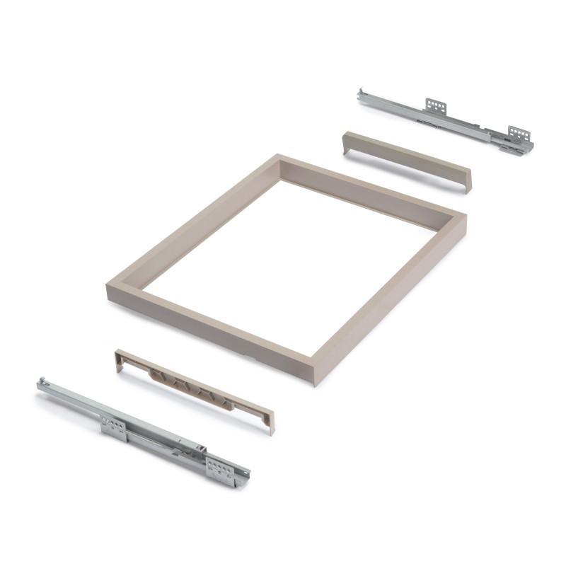 Kit di vassoio, 3 cestini organizzatori e telaio a scorrimento con chiusura ammortizzata per armadi, regolabile, modulo 90