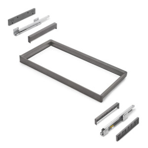 Telaio con guide a estrazione totale e chiusura morbida per accessori per armadi Quartz, 612-638mm, Alluminio e plastica