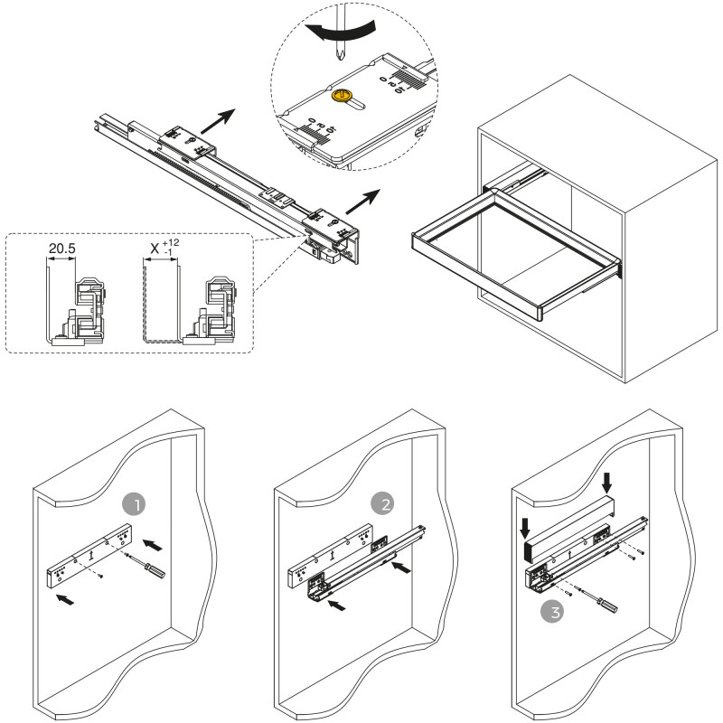 Lotto di 7 aste per armadi e cabine armadio Quartz, Tecnoplastica e Alluminio, Titanio