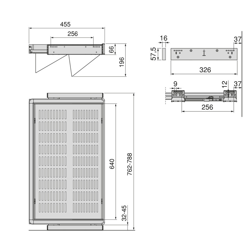 Cassetto portascarpe per armadi e cabine armadio Quartz, 440 (M60), Acciaio, Titanio