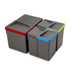 Base per cassetto da cucina Recycle, 2 scomparti, modulo 600 mm, Grigio antracite Tecnoplastica