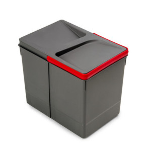 Base per contenitori per cassetti da cucina Recycle, 3 scomparti, modulo 900 mm, Grigio antracite Tecnoplastica