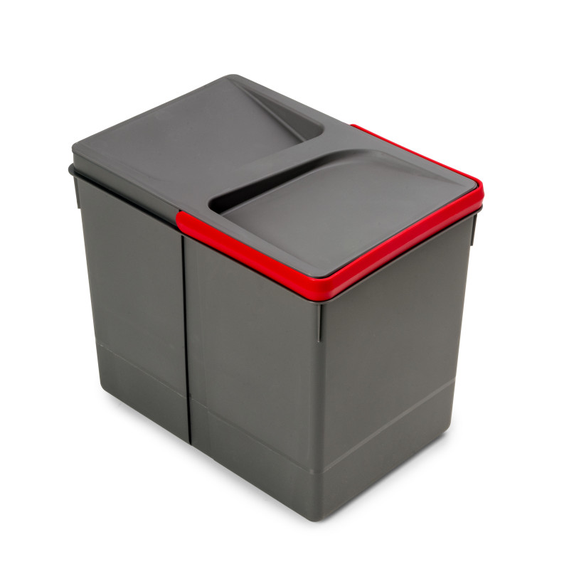 Base per contenitori per cassetti da cucina Recycle, 3 scomparti, modulo 900 mm, Grigio antracite Tecnoplastica