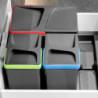 Base per contenitori per cassetti da cucina Recycle, 3 scomparti, modulo 900 mm, Grigio antracite Tecnoplastica