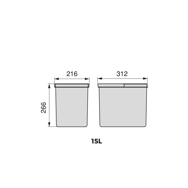 Base per contenitori per cassetti da cucina Recycle, 3 scomparti, modulo 900 mm, Grigio antracite Tecnoplastica