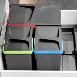 Zoom Kit di contenitori per la raccolta differenziata per cassetti da cucina Recycle Altezza Recycle 216 mm, 2x12 lt, Grigio an