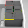 Kit di contenitori per la raccolta differenziata per cassetti da cucina Recycle Altezza Recycle 216 mm, 2x12 lt, Grigio an