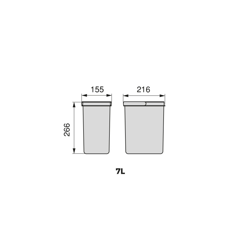 Kit di contenitori per la raccolta differenziata per cassetti da cucina Recycle Altezza Recycle 216 mm, 2x12 lt, Grigio an