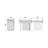 Kit di contenitori per la raccolta differenziata per cassetti da cucina Recycle Altezza Recycle 266 mm, 2x15 lt, Grigio an