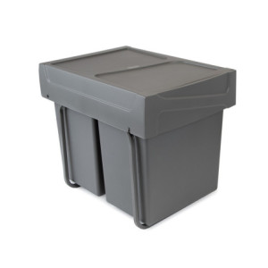 Zoom Kit di contenitori per la raccolta differenziata per cassetti da cucina Recycle Altezza Recycle 266 mm, 2x7 lt, Grigio ant