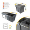 Kit di contenitori per la raccolta differenziata per cassetti da cucina Recycle Altezza Recycle 266 mm, 2x7 lt, Grigio ant