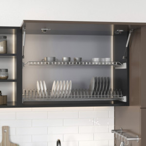 Zoom Contenitore per la raccolta differenziata da montare sul fondo ed estraibile manualmente in cucina 2x15lt, Grigio antracit