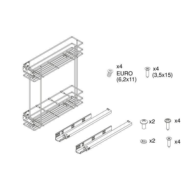 Portaposate Optima Vertex 800mm Emuca tecnoplastica bianca cucina