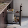 Portabottiglie estraibile TitaneMax con chiusura soft, lato sinistro, 3 vassoi, unità 200mm, Acciaio, Grigio Antracite