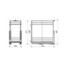 Portabottiglie estraibile SupraMax con chiusura soft, lato sinistro, 3 vassoi, unità 200 mm, Acciaio, Cromato lucido