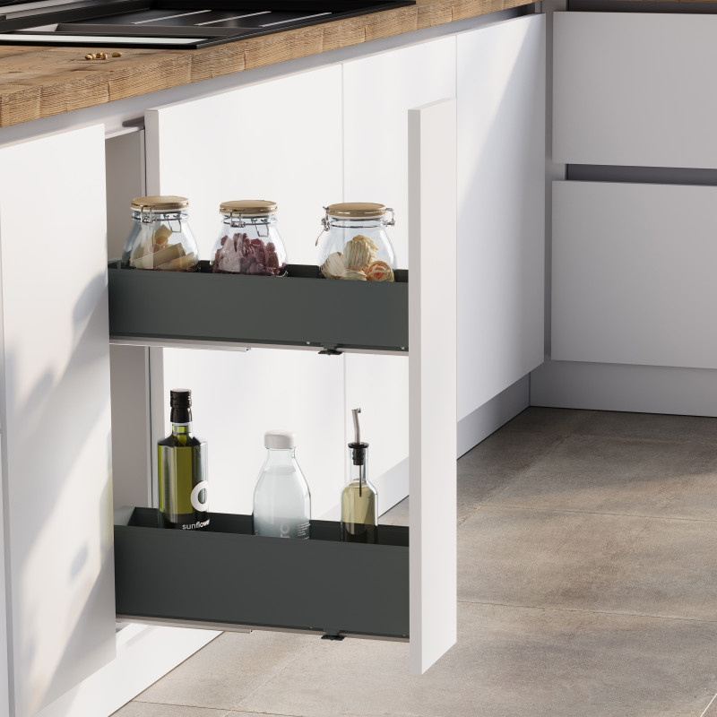 Carrello estraibile Titane 300mm Emuca acciaio grigio antracite cassetti
