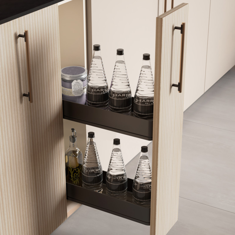 Carrello estraibile Supra 300mm Emuca con cestelli e porta pane acciaio