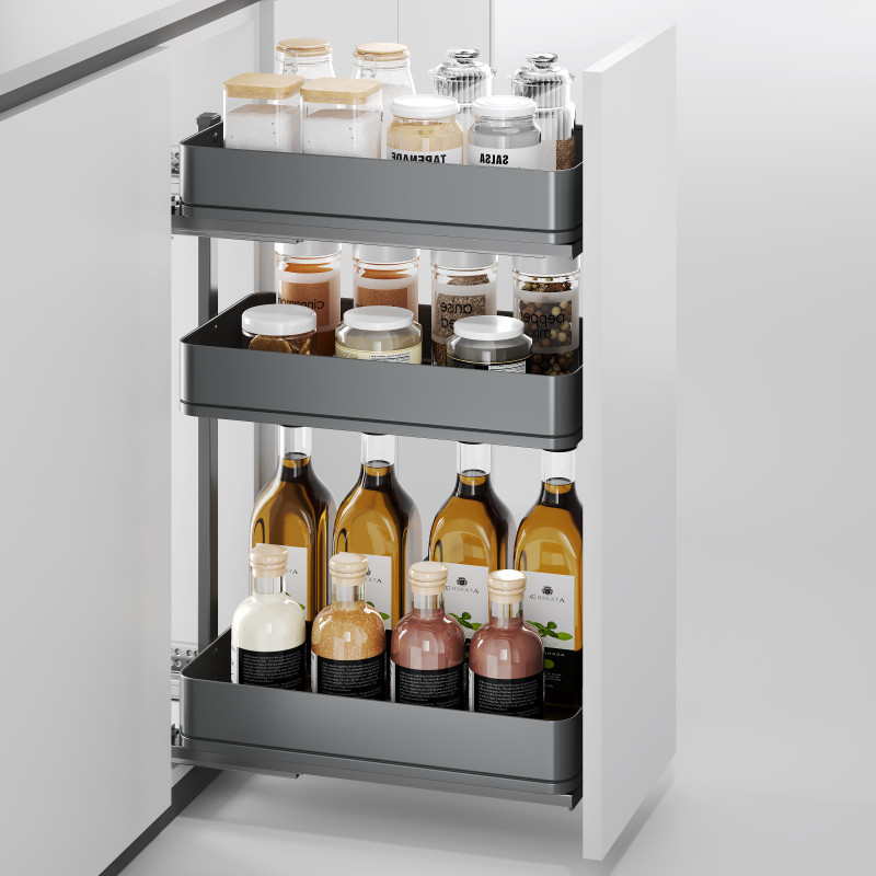 Portabottiglie estraibile Harmony 150mm Emuca acciaio legno grigio
